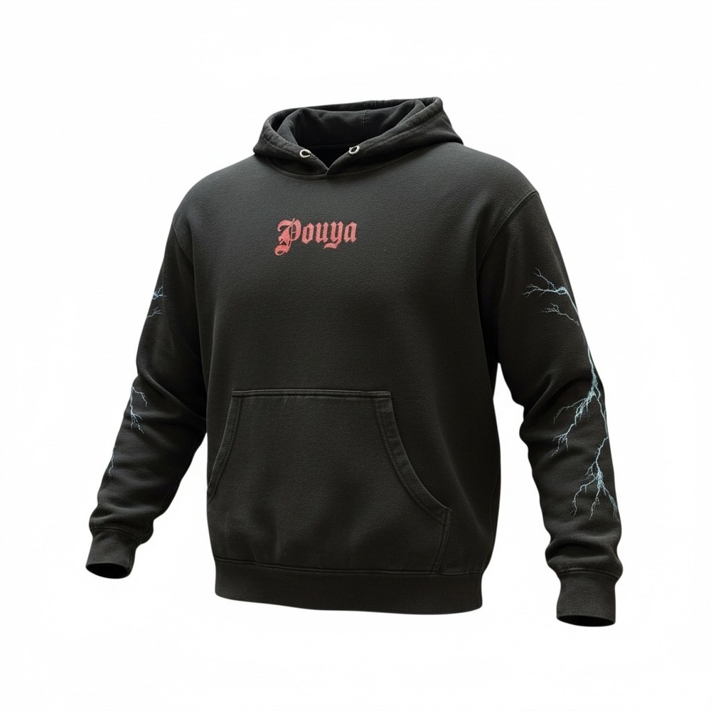 Pouya Alive But Not Living‎ Tour Hoodie Black Graphic Skull Lightning Mens XL